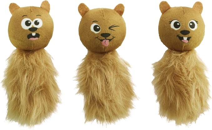 Outward Hound by Nina Ottosson Plush Replacement Chipmunk Toys for Snuffle N' Treat Dog Ball Puzzle - 3 Pack