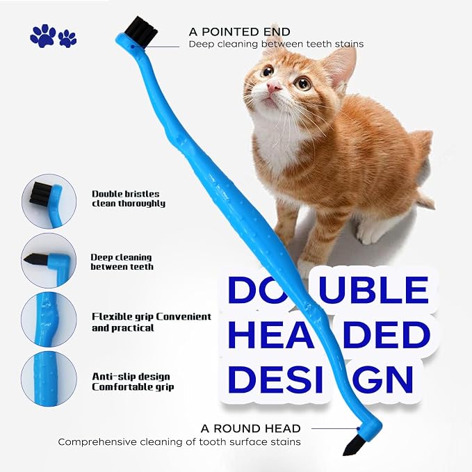 Dual Sided Cat Toothbrush Dog Toothbrush Finger Brush Micro Head to fit into Small to Large Dogs & Cats (Black, Small)