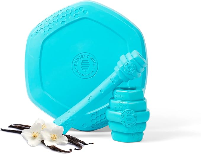 Hive Chew Toy for M/L Dogs – Blue/Soothing Vanilla Scent – Chew, Fetch, & Treat-Dispensing Enrichment Toy, Floats, Made in USA, Pairs with Hive Chew Sticks for M/L Dogs for Longer-Lasting Play
