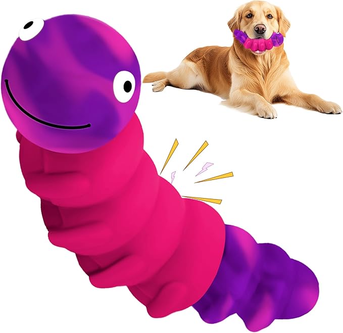 Indestructible Dog Toys for Aggressive Chewers, Tough Toy | Chew Toys for Large and Medium Dogs, Squeaky Rubber & Beef-Flavored Nylon, Dental Care, Boredom & Anxiety Relief