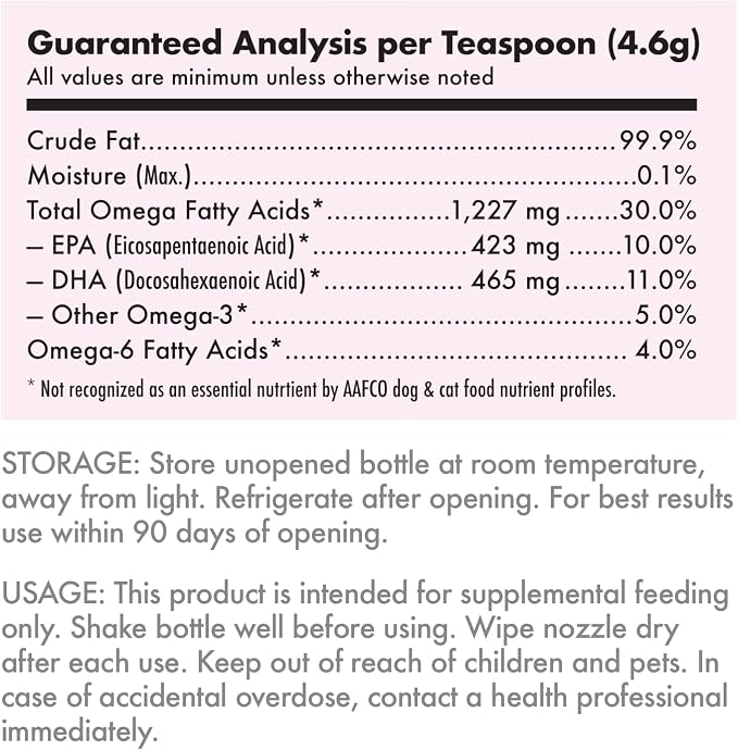 Wild Alaskan Salmon Oil for Dogs & Cats - Pure Fish Omega 3 6 9 Liquid EPA DHA Fatty Acids - Skin & Coat Supplement - Supports Joint Function, Brain, Eye, Immune & Heart Health - Made in USA 8 oz