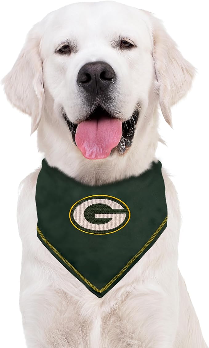 Pets First NFL Green Bay Packers TIE Bandana, Large/X-Large. Dog Bandana Scarf Bib for Pet Cat Dog. The Ultimate Game-Day, Party Bandana
