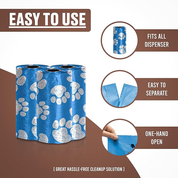 Parisian Pet Ecofriendly Dog Poop Bags Rolls - 320 Count Unscented Poop Bags For Dogs - Leakproof, Extra Thick, 16 Dog Waste Bags Refill Rolls - Blue Doggie Poop Bags - Fits All Dispenser
