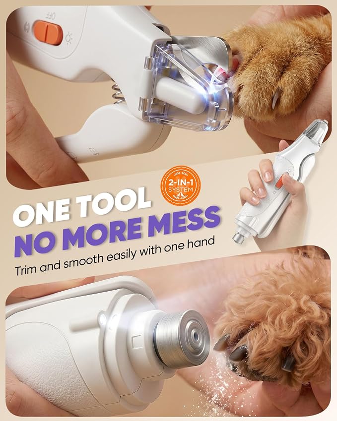 CATPICK 2-in-1 Nail Clippers & Trimmer with 2 LED Lights, Safety Guard