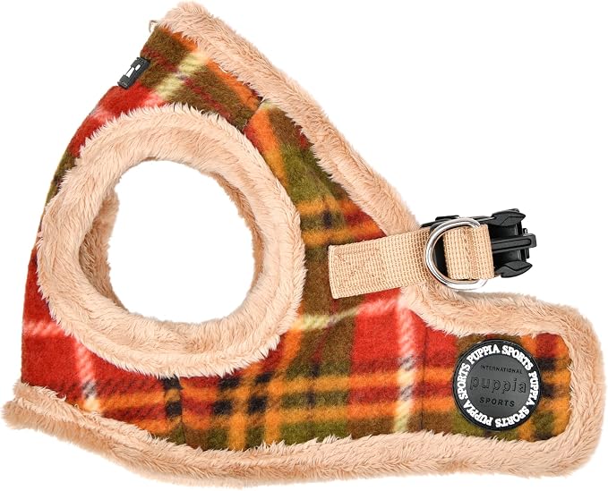 Puppia Norman Vest Dog Harness Step-in Warm Winter Checkered Pattern for Small and Medium Dog, Beige, X-Large