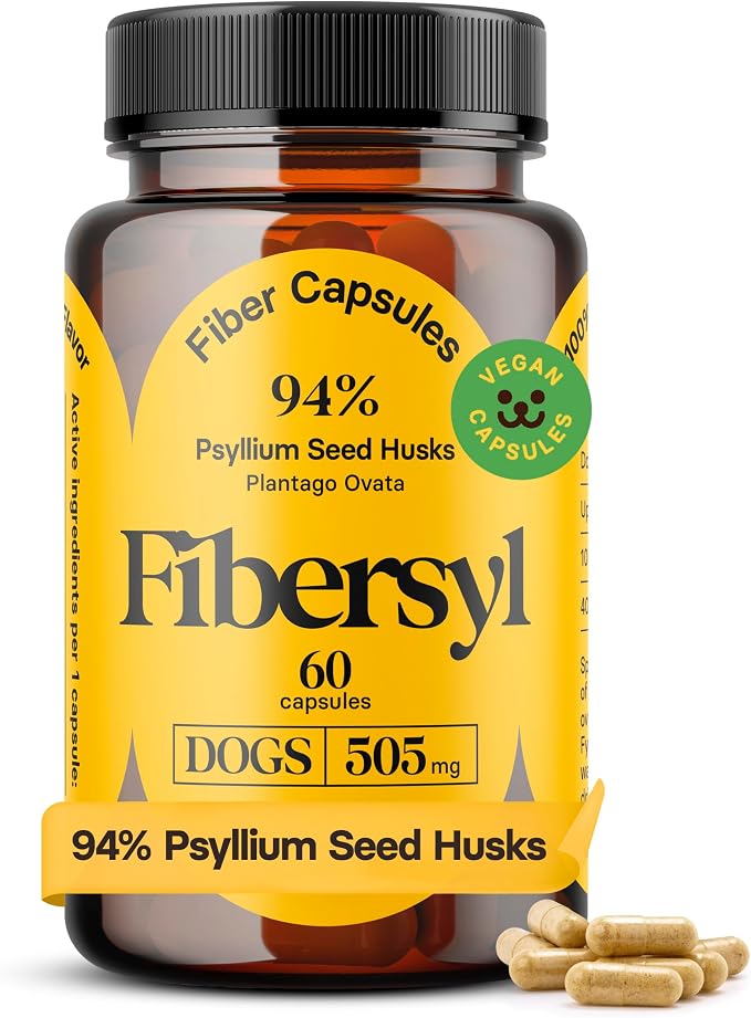FiberSyl Prebiotics for Dogs - Psyllium Husk Fiber Supplement - 60 Capsules