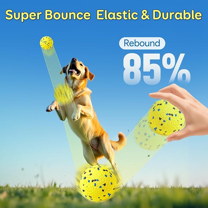 Kimee Dog Balls Tennis Balls Dog Chew Toys for Aggressive Chewers ETPU 4Pcs | Indestructible Dog Ball Dog Teething Chew Toys for Aggressive Chewers Dog Water Toy Fetch Ball Large Medium Small Dog 2.75"