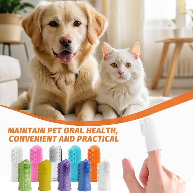 100 Pcs Dog Toothbrush Soft Finger Brushes Pet Finger Toothbrush Easy Teeth Cleaning Dog Tooth Brush Oral Care Pet Dental Brush Cleaning for Small Cats and Puppy Dental Care (2 styles, Multicolor)