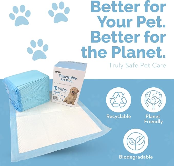 ReGar Puppy Training Pads 22x22 Inch, 50 Count – Super Absorbent Dog Pee Pads with Leak-Proof Backing, Disposable Potty Pads for Puppies & Dogs