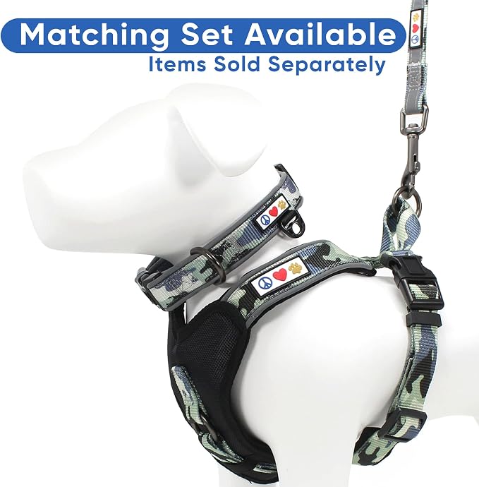 Pawtitas Reflective Padded Dog Harness for Small Dogs – Adjustable Puppy Step-in Vest | Fits Chest 18–22 in | No Pull Training Harness | S | Grey Camouflage