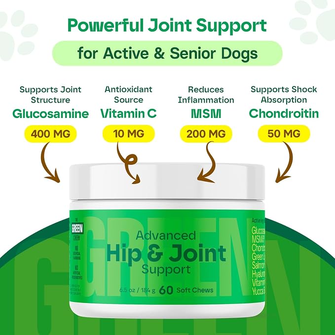 Hip & Joint Supplement for Dogs - Bacon Soft Chews with Glucosamine & MSM