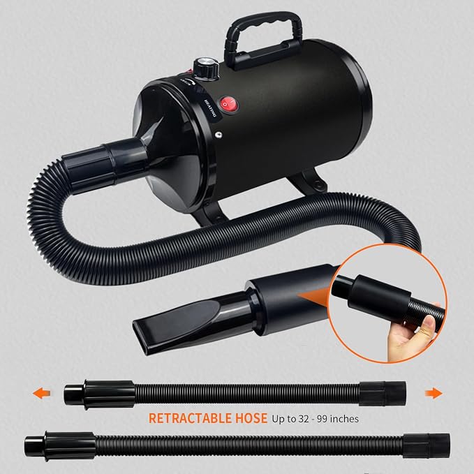 Dog Dryer for Pet Grooming, High-Velocity Force Blow Dryer | Speed Temperature Adjustable Dog Blower Grooming Dryer with 4 Nozzles