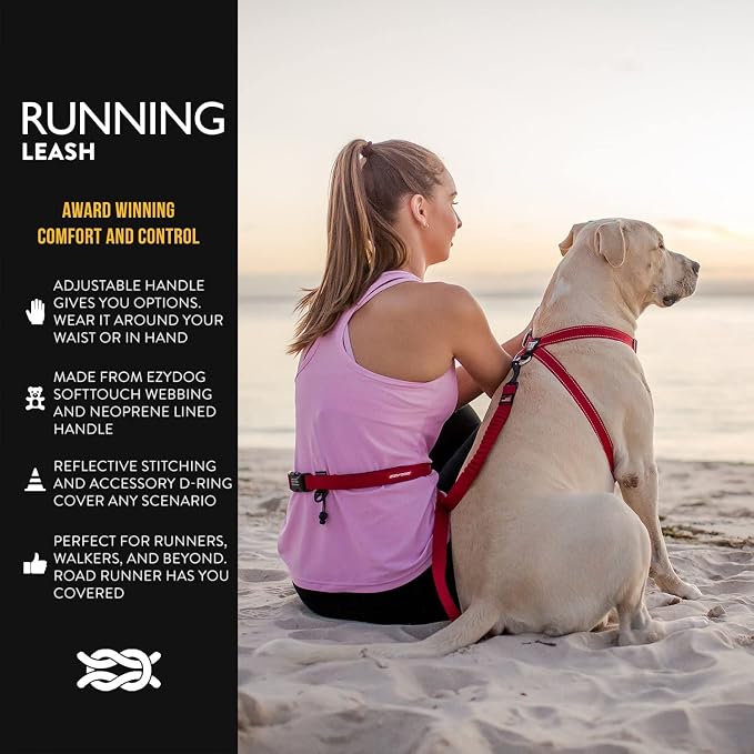 EzyDog Road Running Hands Free Dog Leash, Zero Shock Bungee - Pink Camo | For Dogs over 26 lbs, Hands Free Running or Walking, Adjustable, Padded Handle, 1" Wide, Reflective Stitching, Accessory Loop