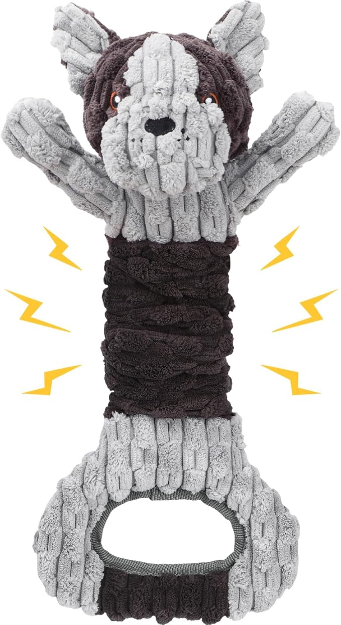 Letsmeet Plush Dog Squeak Toys with Crinkle Paper - Pull Interactive Tug of War Dog Toy, Great for Dental Health, Strengthening Bonds and Anxiety Relief for Puppies, Small, Medium, Large Dogs