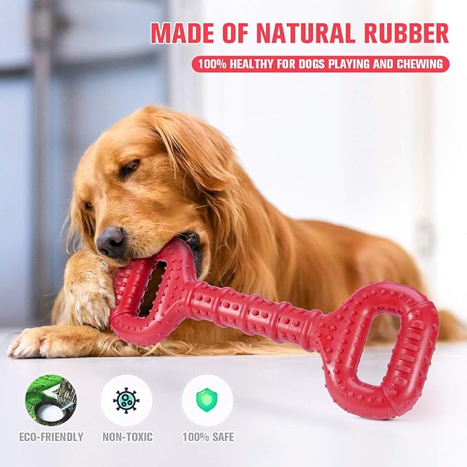 Feeko Dog Toys for Aggressive Chewers Large Breed, 15 inch Interactive Long Lasting Dogs Toy with Convex Design Natural Rubber Tug-of-war Toy for Medium Large Tooth Clean(Red) | Interactive Long lasting Dogs Toy with Convex Design Natural Rubber Tug-of...