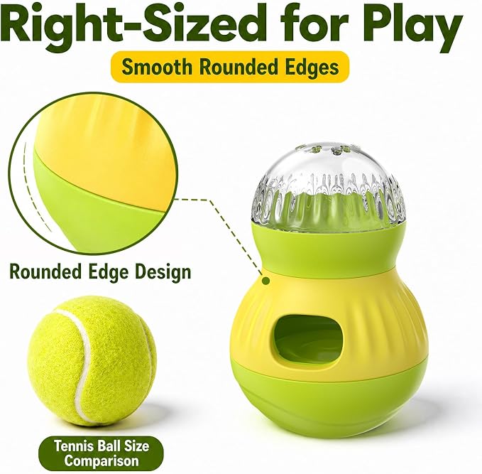 HCY&WLD Dog Interactive Puzzle Toy Adjustable Treat Dispensing Ball (Green) | Sturdy Material, Self-Righting Wobble Base, Indoor Enrichment, Slow Feeder, Smarter Play, Mental Stimulation, Boredom Buster