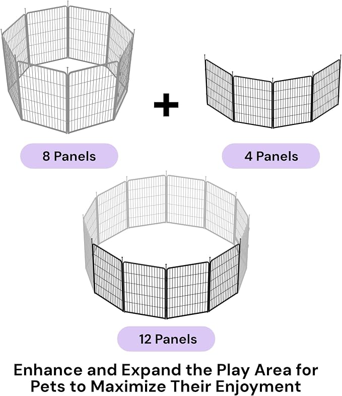 SunsGrove 40 inch 4 Panels Dog Playpen Outdoor for Small and Medium Dogs, Free and Safe Play Dog Fence Indoor, Black