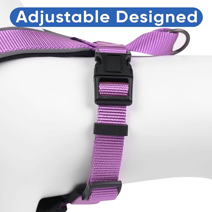 Pawtitas Reflective Padded Dog Harness for Medium Dogs – Adjustable Step-in Vest | Fits Chest 22–28 in | No Pull Training Harness | M | Orchid