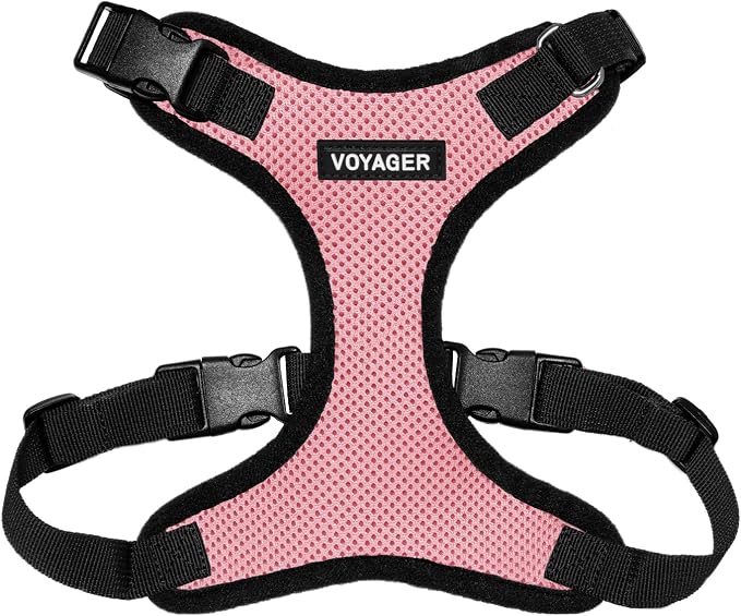 Voyager Step-in Lock Dog Harness - Pink/Black Trim, X-Large | 23 - 28" in Chest, Adjustable, Breathable Air Mesh, Lightweight for Daily Walks, Strong Clips, Heavy Duty D-Ring