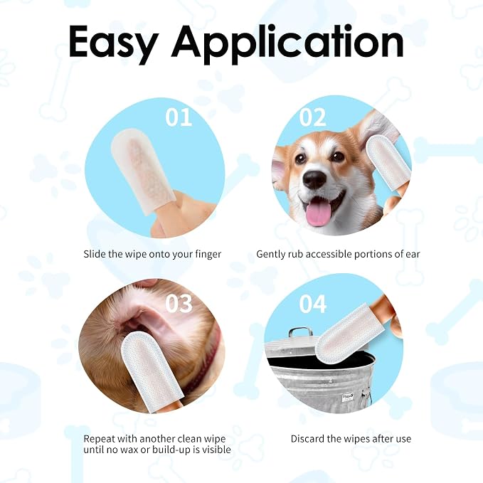 Mooncat Cat & Dog Ear Cleaner Wipes, 40 Finger Wipes