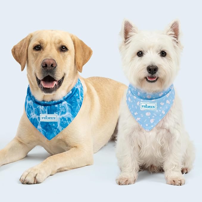 KYEESE 2Pack Dog Cooling Bandana, Breathable Cooling Bandanas for Small Medium Large Dogs, Neck Cooler Wraps for Summer Walking Outdoor, Polar Bear+Ice