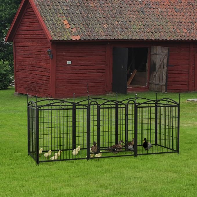 Dog Playpen 32 inch 8 Panels Metal Exercise Pen | With Door,Heavy-Duty Rustproof Foldable Dog Pen, Easy DIY Shapes, Indoor/Outdoor, for Small/Medium