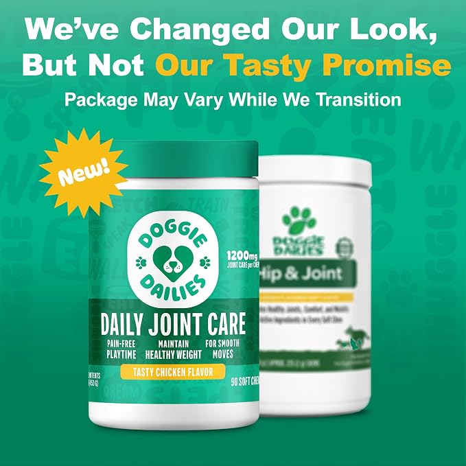 Doggie Dailies Hip & Joint Chews for Dogs, Chicken, 120 Count