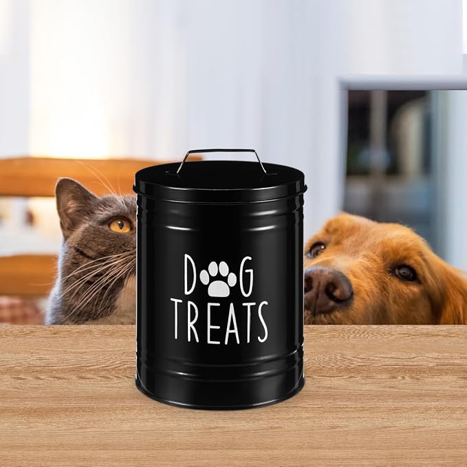 Hemoton 1piece Puppy Food Storage Canister Airtight Metal Dog Treat Holder for Rustic Farmhouse Kitchen Counter Easy to Clean and Maintain for Dog Snacks and Supplies