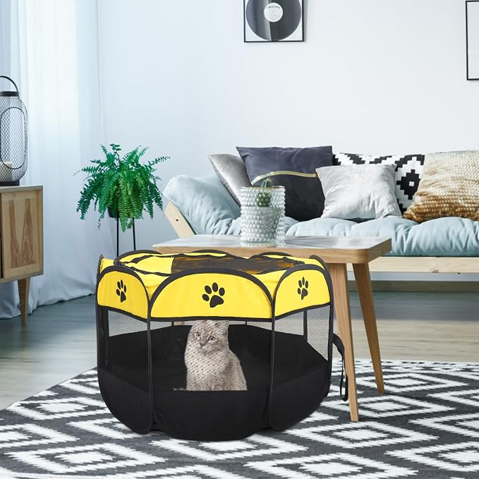 NUOBESTY Large Dog Outdoor Playpen Octagon Tent with Oxford Fabric and Breathable Mesh, Portable Foldable Cat Crate for Medium Dogs, Puppy Exercise Pen for Indoor and Outdoor Use