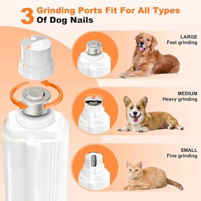 2-in-1 Dog Nail Grinder & Cat Nail Clippers with 2 LED Lights - White