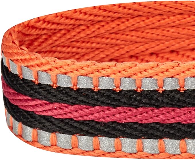 Blueberry Pet 6 Colors 3M Reflective Multi-Colored Stripe Adjustable Dog Seat Belt Tether for Dogs Cats, Orange and Black, Durable Safety Car Vehicle Seatbelts Leads Use with Harness