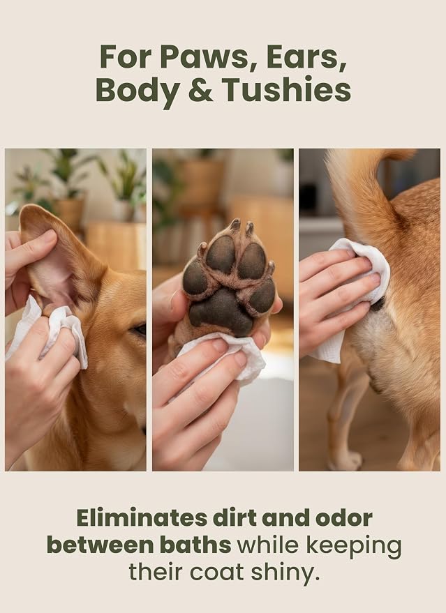 Pogi’s Dog Wipes – Hypoallergenic Pet Wipes for Paws, Body & Butt – Cleaning & Hydrating, Fragrance Free, 400 Count