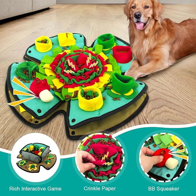 AWOOF Snuffle Mat for Dogs,19" x 19" Interactive Dog Puzzle Toys Encourages Natural Foraging Skills,Durable Dog Feeding Mat for Boredom and Mental Stimulation for Large, Medium and Small Dogs