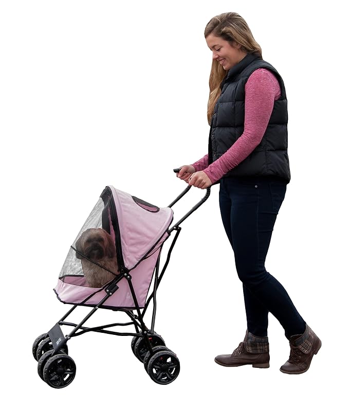 Pet Gear Travel Lite Plus Stroller - Light Pink, up to 15lbs