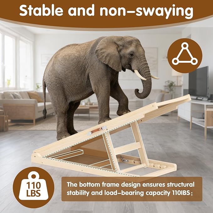 Dog Ramp for Couch, Adjustable Height Ramps for Pets to Get on Bed | Height from 18" to 23.6", with Traction Rubber Mat, Capacity 110ibs, Wooden Portable Stairs for Small Dogs