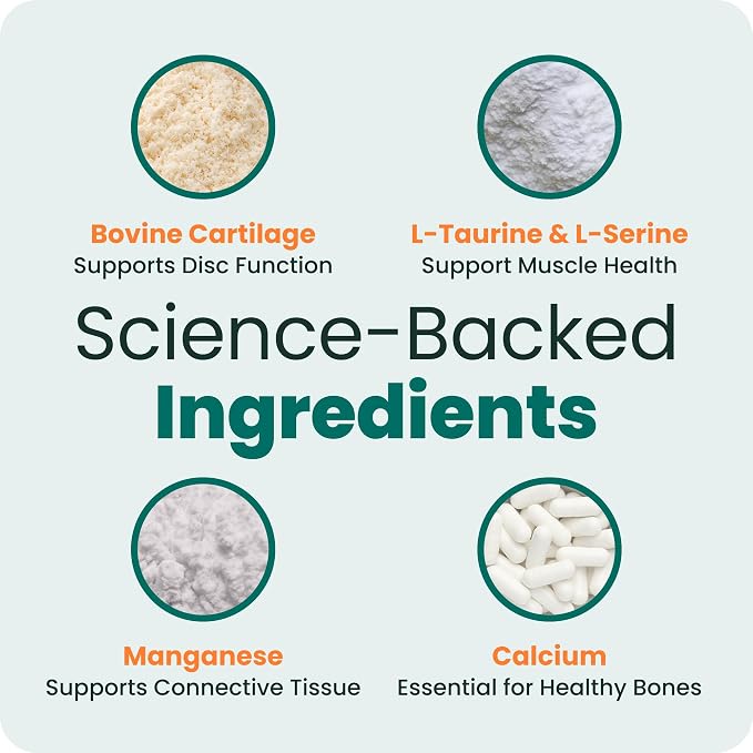 VetriScience Healthy Spine & Disc Easy-Open Capsules, Back and Spinal Support Chondroitin and Taurine Supplement for Dogs, Perfect for Dachshunds, Corgis, Frenchies, Basset Hounds & More, 180 Count