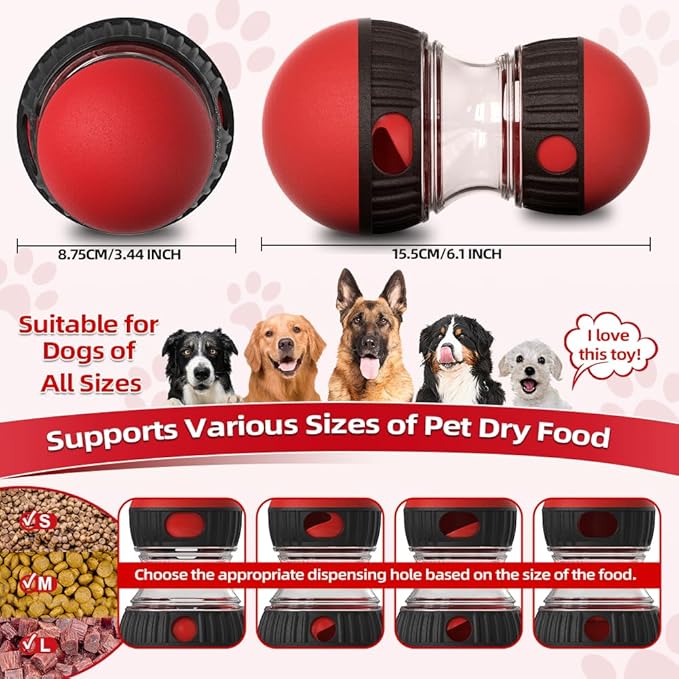 Mankoda Dog Puzzle Toys, Rolling Treat Dispensing Ball, Brain Stimulation & Slow Feeder, Dog Enrichment Toys to Keep Them Busy (2PCS: Red+Green)