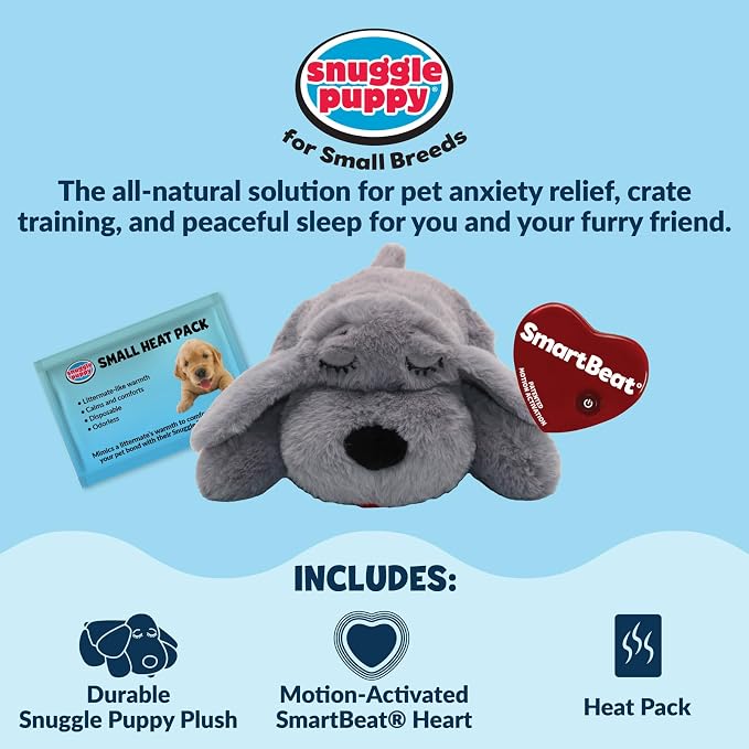 Snuggle Puppy Junior Heartbeat Toy, Small, Gray