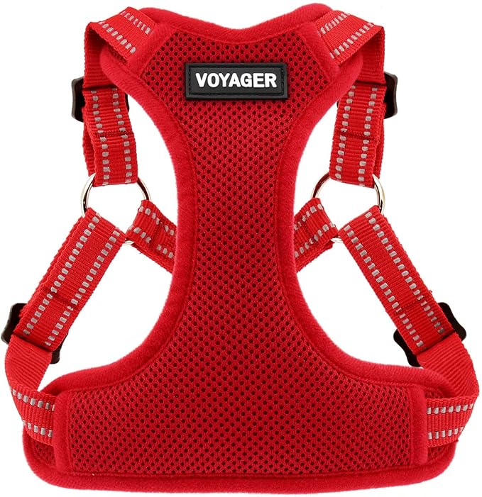 Voyager Step-in Flex Adjustable Dog Harness - Red, Large | 20 - 25" in Chest, Fully Adjustable, Reflective Bands, All Weather Breathable Air Mesh, Lightweight, Fast Drying