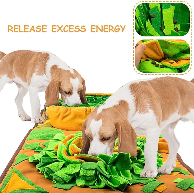 AWOOF Large Dog Snuffle Mat, Interactive Feeding Mat, 34.6 in x 19.6 in, Squeaker and Crinkle Paper, Non-Slip, Easy to Clean | 34in x 19in, Squeaker and Crinkle Paper, Non-Slip, Washable,Sparks natural foraging,Eases anxiety for Small/Medium/Large Pets