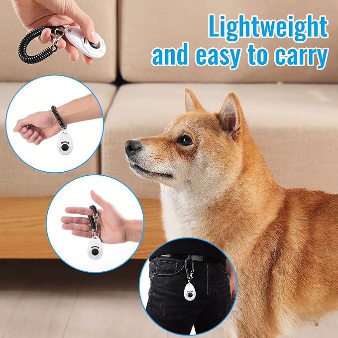 Diyife Dog Clicker for Training, 2 Pack Dog Training Clicker | Clicker Dog Training with Wrist Strap, Pet Training Clicker, Perfect for Dog Cat Puppies Behavioral Training (Blue and White)