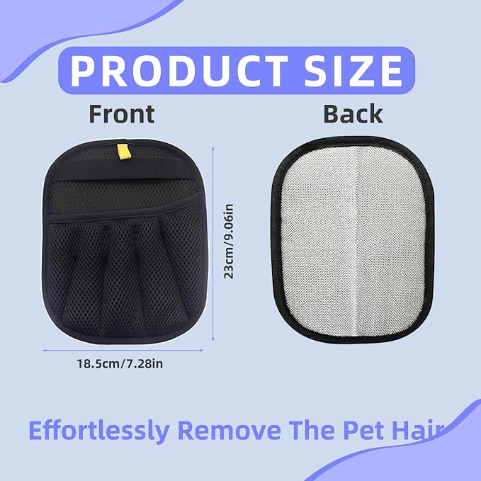 2 Packs Upgraded Pet Hair Removal Gloves for Dogs & Cats, Thickened Electrostatic Pet Hair Remover Gloves, Reusable Magic Brush Pet Hair Remover Tool for Couch, Carpet, Car Seat(Black)