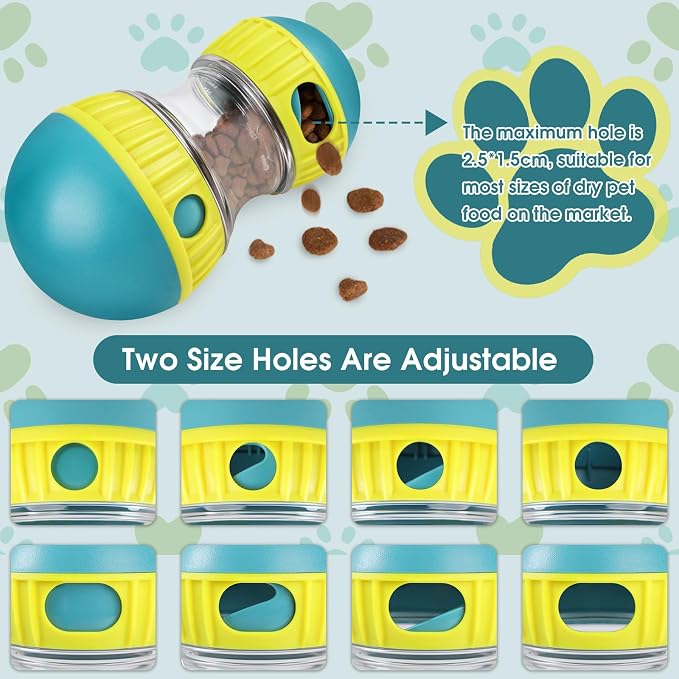 ETACCU Dog Puzzle Toy Adjustable Treat Dispensing Ball Slow Feeder Food | Dispenser Balls Puppy Enrichment Training Toy Pet Interactive Chase Toys for Small Medium Large Dogs Keep Busy