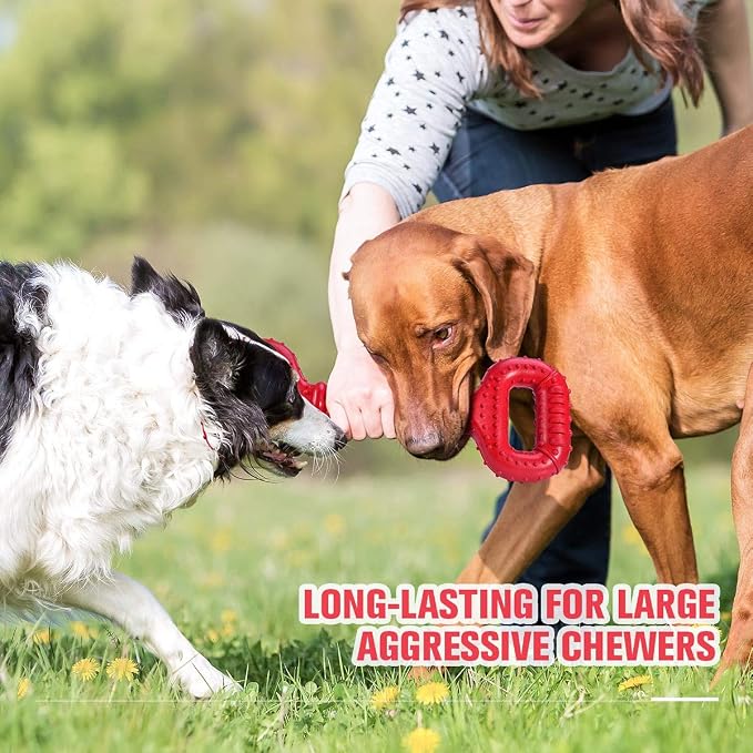 Feeko Dog Toys for Aggressive Chewers Large Breed, 15 inch Interactive Long Lasting Dogs Toy with Convex Design Natural Rubber Tug-of-war Toy for Medium Large Tooth Clean(Red) | Interactive Long lasting Dogs Toy with Convex Design Natural Rubber Tug-of...
