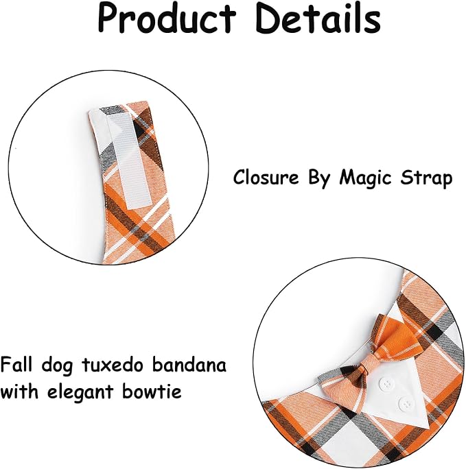 Fall Dog Tuxedo Bandana, Large, Small, Orange