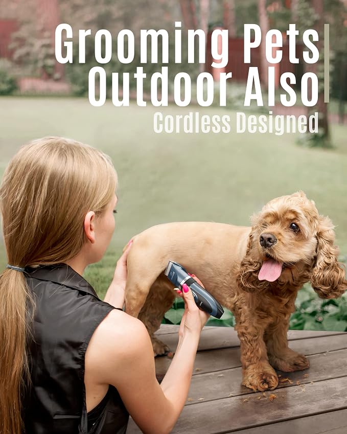oneisall Dog Clippers Low Noise Grooming Kit for Dogs Cats Pets | Cordless & Long Battery Life, Simple for Beginners, 6 Guide Combs, Removable & Rinsable Blade