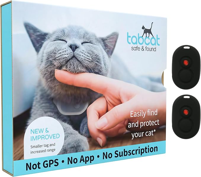 Tabcat V2 Cat & Kitten Tracker - More Accurate Than GPS - No Monthly Fee or Subscription - Includes 2 Homing Tags - Up to 150m Range - Small & Lightweight Tags Perfect to Find Indoor & Outdoor Cats