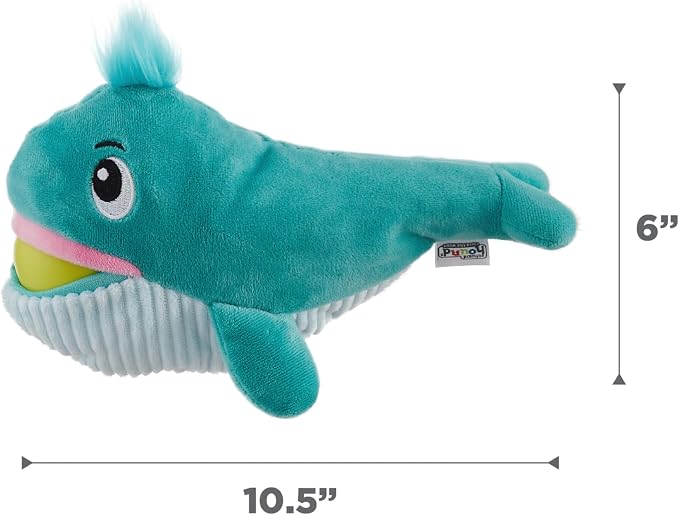 Outward Hound by Nina Ottosson Big Mouthz Interactive Plush Dog Puzzle with Treat Ball, Whale, Blue