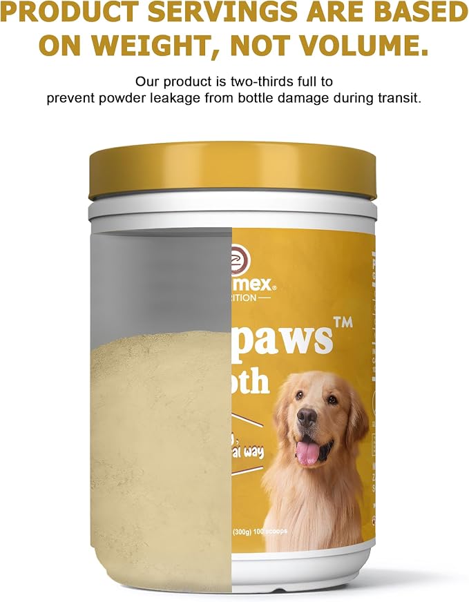 Zammex Grass-Fed Beef Bone Broth Protein Powder for Dogs & Cats - Joint & Bone Support, Gut Health & Immune Support, Healthy Fur Enhancer, Pet Food Topper for Dry & Wet Food, 10.58oz