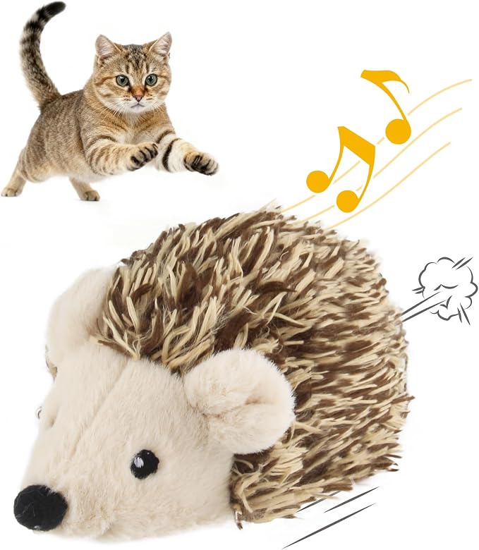 Gigwi Interactive Moving Cat Toy, USB-Charged Squeaky Hedgehog for Cats | Automatic Electronic Moving Kitten Toy, Upgraded 500 mAh USB Rechargeable, Perfect for Indoor Self-Play and Cat Exercise